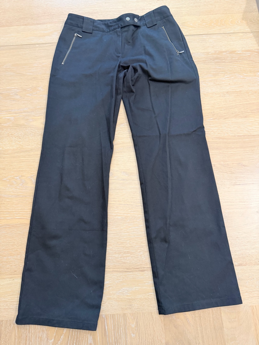 LOFT Black Wide-Leg Stretch Pants with Zip Pocket Details - Picture 2 of 7